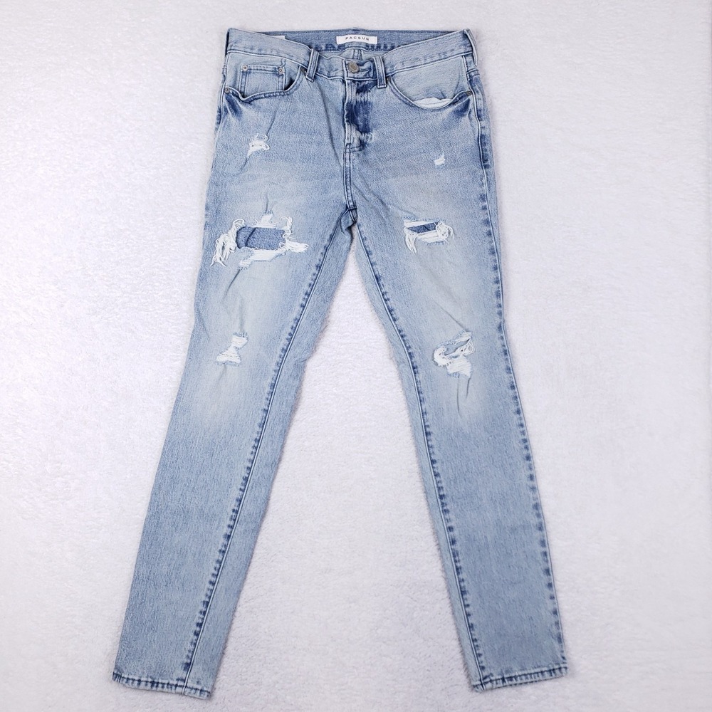 PacSun Stacked Skinny Distressed Jeans 30x30 Light Wash‎
